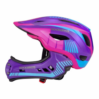 Rockbros TT-32SBPP-S children&#39;s bicycle helmet with detachable chinbar, size S - purple-pink
