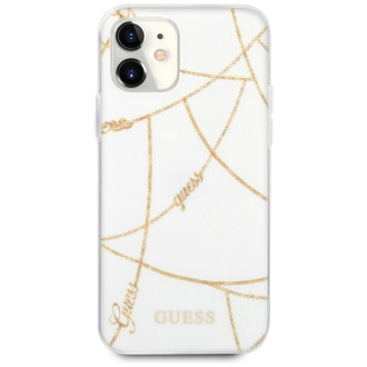 Guess GUHCP12SPCUCHWH iPhone 12 mini 5,4&quot; bílý/bílý pevný obal Gold Chain Collection