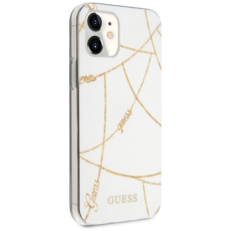 Guess GUHCP12SPCUCHWH iPhone 12 mini 5,4&quot; bílý/bílý pevný obal Gold Chain Collection