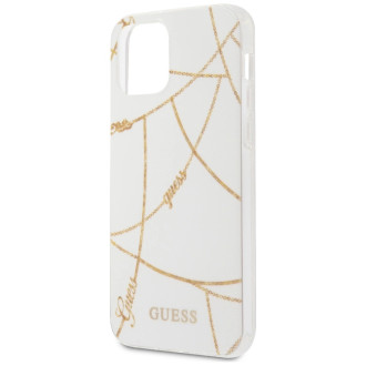 Guess GUHCP12SPCUCHWH iPhone 12 mini 5,4&quot; bílý/bílý pevný obal Gold Chain Collection