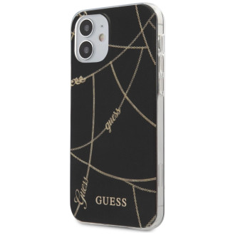Guess GUHCP12SPCUCHBK iPhone 12 mini 5,4&quot; černo/černé pevné pouzdro Gold Chain Collection