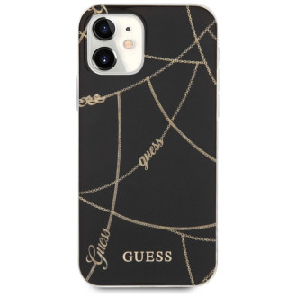 Guess GUHCP12SPCUCHBK iPhone 12 mini 5,4&quot; černo/černé pevné pouzdro Gold Chain Collection