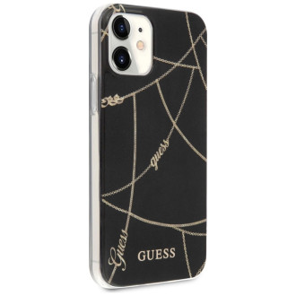 Guess GUHCP12SPCUCHBK iPhone 12 mini 5,4&quot; černo/černé pevné pouzdro Gold Chain Collection
