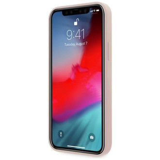 Guess GUHCP12SLSLMGLP iPhone 12 mini 5,4&quot; světle růžový/světle růžový pevný obal Silikonové zlaté logo Script