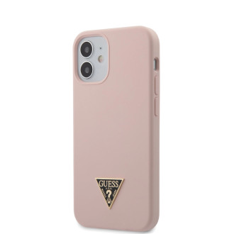 Guess GUHCP12SLSTMLP iPhone 12 mini 5,4" světle růžový/světle růžový pevný obal Silikonové trojúhelníkové logo