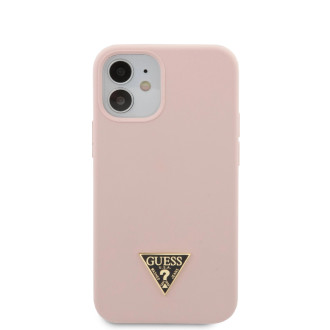 Guess GUHCP12SLSTMLP iPhone 12 mini 5,4" světle růžový/světle růžový pevný obal Silikonové trojúhelníkové logo