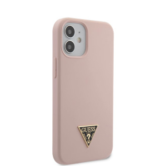 Guess GUHCP12SLSTMLP iPhone 12 mini 5,4" světle růžový/světle růžový pevný obal Silikonové trojúhelníkové logo