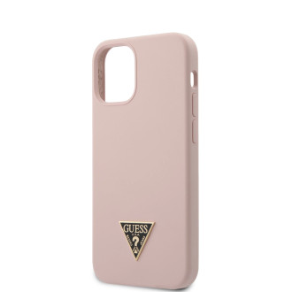 Guess GUHCP12SLSTMLP iPhone 12 mini 5,4" světle růžový/světle růžový pevný obal Silikonové trojúhelníkové logo