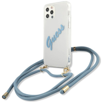 Guess GUHCP12LCRTVSBL iPhone 12 Pro Max 6,7&quot; modro/modré pevné pouzdro Script Vintage