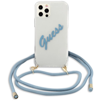 Guess GUHCP12MCRTVSBL iPhone 12/12 Pro 6,1&quot; modro/modré pevné pouzdro Script Vintage