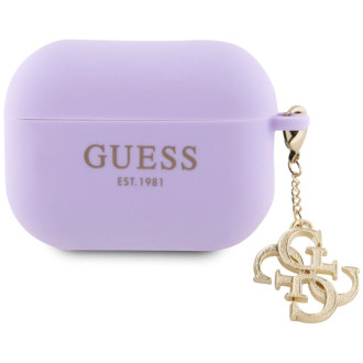 Guess GUAP2LECG4U pouzdro pro kryt AirPods Pro 2 - fialové Liquid Silicone Glitter Triangle Charm