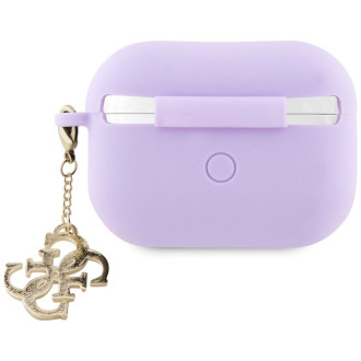 Guess GUAP2LECG4U pouzdro pro kryt AirPods Pro 2 - fialové Liquid Silicone Glitter Triangle Charm