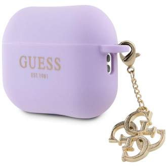 Guess GUAP2LECG4U pouzdro pro kryt AirPods Pro 2 - fialové Liquid Silicone Glitter Triangle Charm