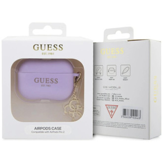 Guess GUAP2LECG4U pouzdro pro kryt AirPods Pro 2 - fialové Liquid Silicone Glitter Triangle Charm