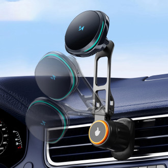 Wozinsky WCT5-6S2Y Car Holder with Qi/MagSafe 15W Inductive Charger for Air Vent - Black