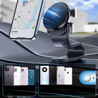 Wozinsky WCZ2Y2S Magnetic Car Holder with 15W MagSafe Inductive Charger for Car Cockpit - Black