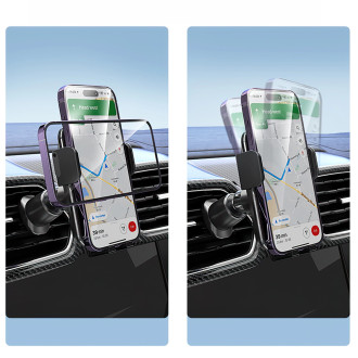 Wozinsky WEDZ-3Y8S clamp car holder with 15W inductive charger for phone on the air vent - black