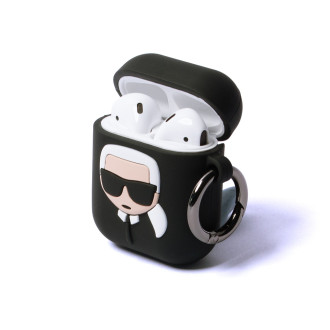 Karl Lagerfeld Silicone Ikonik Case for AirPods 1/2 - Black
