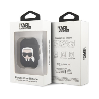 Karl Lagerfeld Silicone Ikonik Case for AirPods 1/2 - Black