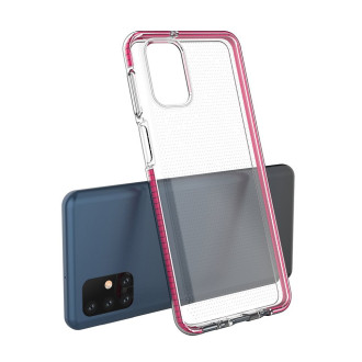 Spring Case clear TPU gel protective cover with colorful frame for Samsung Galaxy M31s light pink