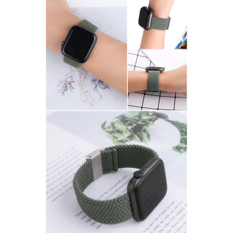 Braided Fabric Strap Bracelet Strap Fabric Band for Apple Watch 42 / 44 / 45 / 49 mm - Green