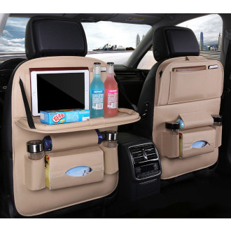 Car organizer for the seat foldable shelf mini car table beige