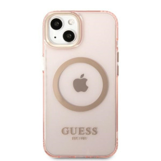 Guess Gold Outline Translucent MagSafe case for iPhone 13 - pink