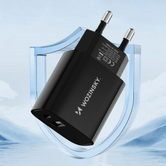 Wozinsky WGWCB USB-A USB-C 20W Wall Charger - Black