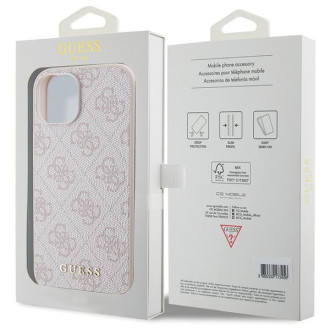 Guess 4G Metal Gold Logo iPhone 15 Plus Case - Pink