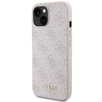 Guess 4G Metal Gold Logo case for iPhone 15 - pink