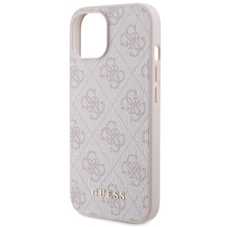 Guess 4G Metal Gold Logo case for iPhone 15 - pink