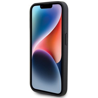 Karl Lagerfeld Leather Monogram Hot Stamp Metal Logo case for iPhone 15 Pro - black