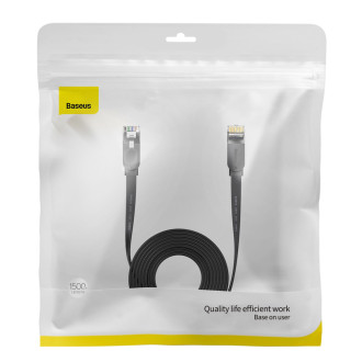 [RETURNED ITEM]  Baseus high Speed Six types of RJ45 Gigabit network cable (flat cable)15m Black