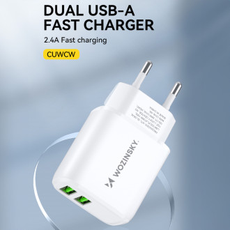 Wozinsky CUWCW 2.4A 2 x USB-A Wall Charger - White