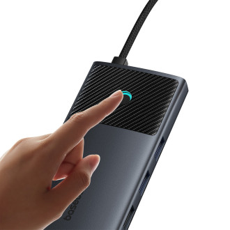 Basesu Metal Gleam Series II 11 in 1 Hub USB-A/USB-C PD/HDMI/DP/RJ45/SD/TF - black