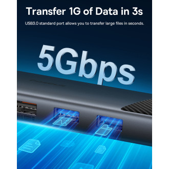 Basesu Metal Gleam Series II 11 in 1 Hub USB-A/USB-C PD/HDMI/DP/RJ45/SD/TF - black