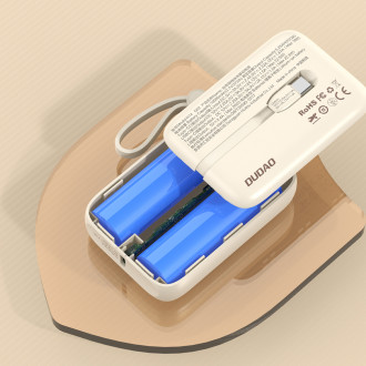 Dudao K14 10000mAh power bank with USB-C / Lightning cables - beige