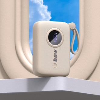 Dudao K14 10000mAh power bank with USB-C / Lightning cables - beige