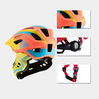 Rockbros TT-32SOYB-M children´s bicycle helmet with detachable chinbar, size M - yellow-orange