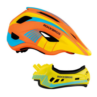 Rockbros TT-32SOYB-M children´s bicycle helmet with detachable chinbar, size M - yellow-orange