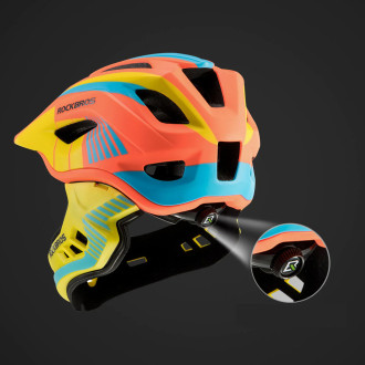 Rockbros TT-32SOYB-M children´s bicycle helmet with detachable chinbar, size M - yellow-orange