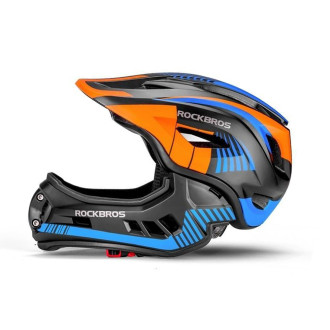 Rockbros TT-32SOBL-S children&#39;s bicycle helmet with removable chinbar, size S - black and orange