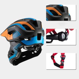 Rockbros TT-32SOBL-S children&#39;s bicycle helmet with removable chinbar, size S - black and orange