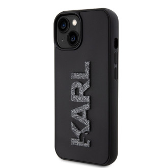 Karl Lagerfeld 3D Rubber Glitter Logo case for iPhone 15 Plus - black