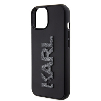 Karl Lagerfeld 3D Rubber Glitter Logo case for iPhone 15 Plus - black