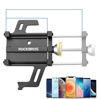 Rockbros 699-BK Aluminum Alloy Bike Phone Holder - Black
