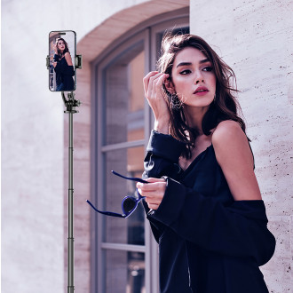 Selfie stick WC1Y2S 1.3m aluminum alloy telescopic tripod with phone holder - black