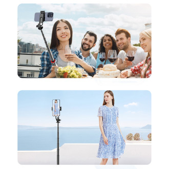 Selfie stick WC1Y2S 1.3m aluminum alloy telescopic tripod with phone holder - black