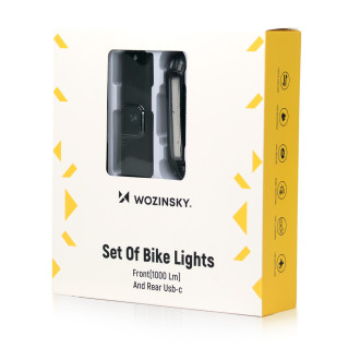 Wozinsky WSBLB3 Front (1000 lm) and Rear USB-C Bike Light Set - Black
