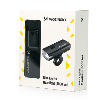 Wozinsky Front Bike Light + USB-C Cable (3000 lm) - Black